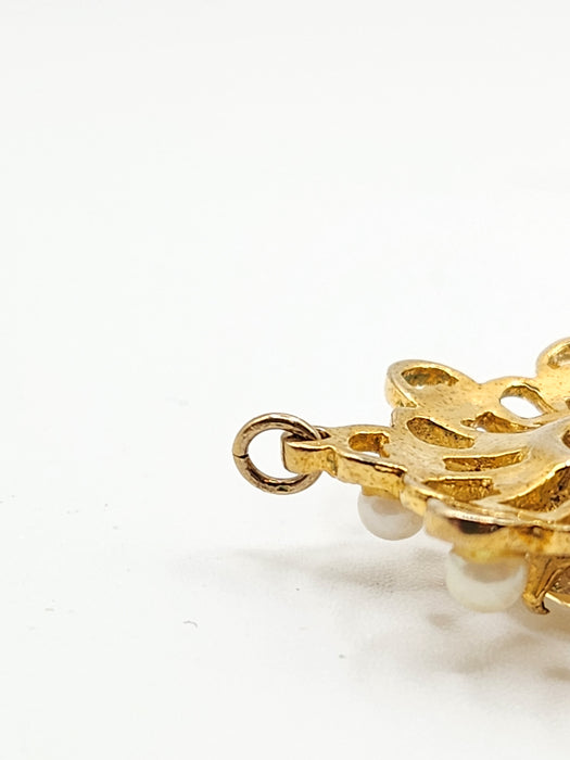 Antique: 9ct Yellow Gold Citrine & Seed Pearl Pendant
