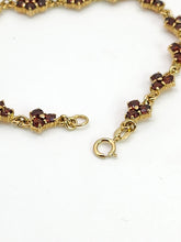 Load image into Gallery viewer, 1991: Vintage: 9ct Gold Floral Garnet Bracelet (17.5cm) - Exquisite, nice weight
