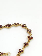 Load image into Gallery viewer, 1991: Vintage: 9ct Gold Floral Garnet Bracelet (17.5cm) - Exquisite, nice weight
