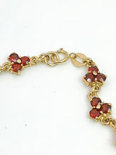 Load image into Gallery viewer, 1991: Vintage: 9ct Gold Floral Garnet Bracelet (17.5cm) - Exquisite, nice weight
