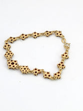 Load image into Gallery viewer, 1991: Vintage: 9ct Gold Floral Garnet Bracelet (17.5cm) - Exquisite, nice weight
