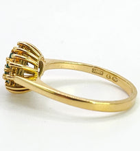 Load image into Gallery viewer, 1888L Vintage: 18ct Gold Emeralds &nbsp;16 Diamonds Cluster Ring- Geometric beauty

