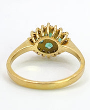 Load image into Gallery viewer, 1888L Vintage: 18ct Gold Emeralds &nbsp;16 Diamonds Cluster Ring- Geometric beauty
