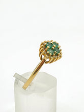 Load image into Gallery viewer, 1888L Vintage: 18ct Gold Emeralds &nbsp;16 Diamonds Cluster Ring- Geometric beauty
