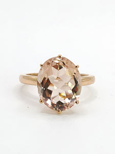 1893: Vintage: 9ct Rose Gold Pink Morganite Solitaire- Pink on Pink- LUSH