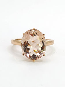 1893: Vintage: 9ct Rose Gold Pink Morganite Solitaire- Pink on Pink- LUSH