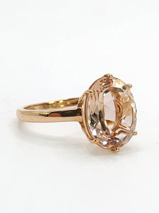 1893: Vintage: 9ct Rose Gold Pink Morganite Solitaire- Pink on Pink- LUSH