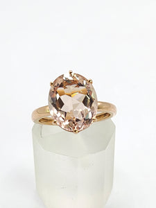 1893: Vintage: 9ct Rose Gold Pink Morganite Solitaire- Pink on Pink- LUSH