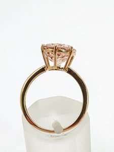 1893: Vintage: 9ct Rose Gold Pink Morganite Solitaire- Pink on Pink- LUSH