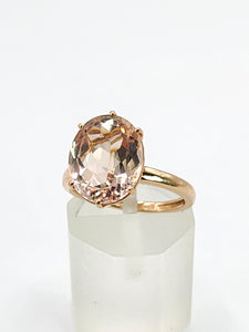 1893: Vintage: 9ct Rose Gold Pink Morganite Solitaire- Pink on Pink- LUSH