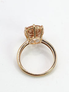 1893: Vintage: 9ct Rose Gold Pink Morganite Solitaire- Pink on Pink- LUSH