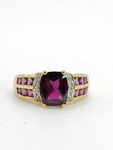 Load image into Gallery viewer, 1920: Vintage; 9ct Gold Art Deco Style Amethyst Diamonds Ring-Geometric beauty
