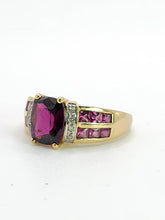 Load image into Gallery viewer, 1920: Vintage; 9ct Gold Art Deco Style Amethyst Diamonds Ring-Geometric beauty
