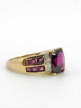 Load image into Gallery viewer, 1920: Vintage; 9ct Gold Art Deco Style Amethyst Diamonds Ring-Geometric beauty
