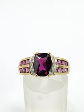 Load image into Gallery viewer, 1920: Vintage; 9ct Gold Art Deco Style Amethyst Diamonds Ring-Geometric beauty
