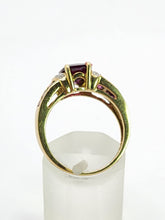 Load image into Gallery viewer, 1920: Vintage; 9ct Gold Art Deco Style Amethyst Diamonds Ring-Geometric beauty
