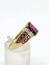 Load image into Gallery viewer, 1920: Vintage; 9ct Gold Art Deco Style Amethyst Diamonds Ring-Geometric beauty
