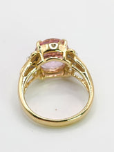 Cargar imagen en el visor de la galería, 1956: Vintage; 9ct Gold Barbie Pink Topaz Diamonds Cocktail Ring- Pink statement stone
