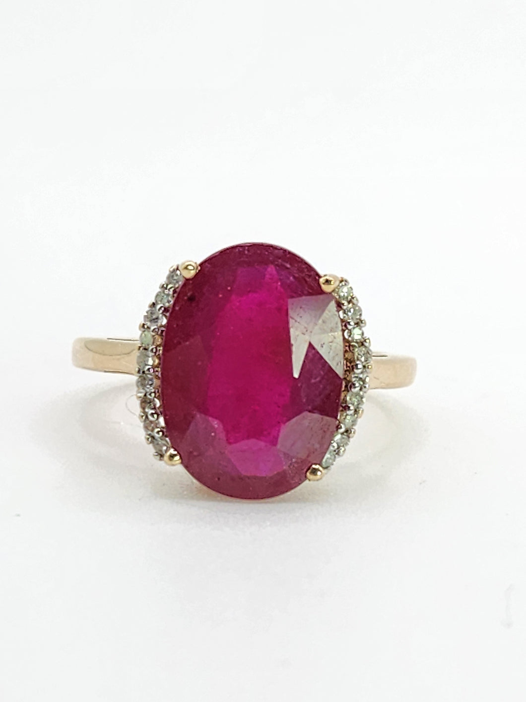 1968: Vintage; 9ct Gold Large Red Topaz 18 Natural Diamonds; Cluster Ring - Diana style