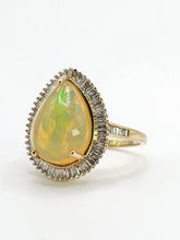 Load image into Gallery viewer, 1971: Vintage: 9ct Gold Ethiopian Opal 50 Natural Diamonds Cocktail Ring- fabulous colour play

