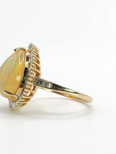 Load image into Gallery viewer, 1971: Vintage: 9ct Gold Ethiopian Opal 50 Natural Diamonds Cocktail Ring- fabulous colour play
