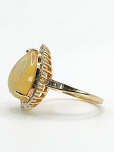 Load image into Gallery viewer, 1971: Vintage: 9ct Gold Ethiopian Opal 50 Natural Diamonds Cocktail Ring- fabulous colour play
