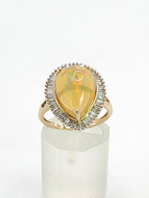 Load image into Gallery viewer, 1971: Vintage: 9ct Gold Ethiopian Opal 50 Natural Diamonds Cocktail Ring- fabulous colour play
