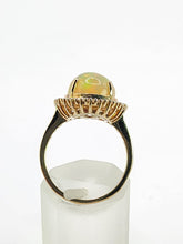 Load image into Gallery viewer, 1971: Vintage: 9ct Gold Ethiopian Opal 50 Natural Diamonds Cocktail Ring- fabulous colour play
