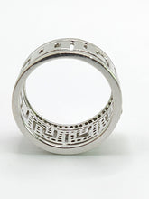 Cargar imagen en el visor de la galería, 2068: Vintage; 9ct White Gold Diamonds Encrusted Greek Key Design Ring- Sparkling statement.
