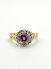Load image into Gallery viewer, 2087: Vintage: 9ct Gold lilac Amethyst Natural Diamonds Dress Ring
