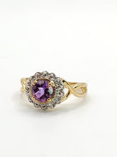 Load image into Gallery viewer, 2087: Vintage: 9ct Gold lilac Amethyst Natural Diamonds Dress Ring
