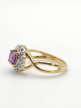 Load image into Gallery viewer, 2087: Vintage: 9ct Gold lilac Amethyst Natural Diamonds Dress Ring
