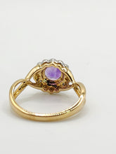 Load image into Gallery viewer, 2087: Vintage: 9ct Gold lilac Amethyst Natural Diamonds Dress Ring
