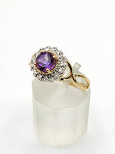 Load image into Gallery viewer, 2087: Vintage: 9ct Gold lilac Amethyst Natural Diamonds Dress Ring
