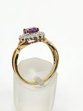 Load image into Gallery viewer, 2087: Vintage: 9ct Gold lilac Amethyst Natural Diamonds Dress Ring
