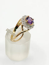Load image into Gallery viewer, 2087: Vintage: 9ct Gold lilac Amethyst Natural Diamonds Dress Ring
