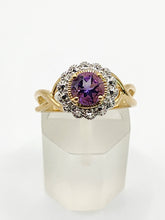 Load image into Gallery viewer, 2087: Vintage: 9ct Gold lilac Amethyst Natural Diamonds Dress Ring
