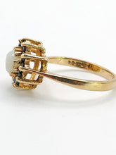 Cargar imagen en el visor de la galería, 2090: Vintage; 9ct Gold White Opal 12 Blue Sapphires Flower head Ring- From 1976
