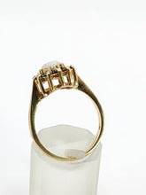 Cargar imagen en el visor de la galería, 2090: Vintage; 9ct Gold White Opal 12 Blue Sapphires Flower head Ring- From 1976
