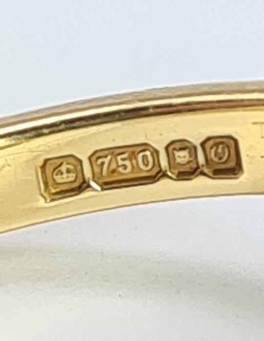 6534 Vintage: 18ct Yellow Gold Diamond Square Panel Ring — Art Deco Style