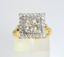Load image into Gallery viewer, 1944: Vintage; 18ct Gold Art Deco Style Diamonds (1.75ct) Square Cluster Ring- Fabulous
