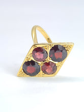 Load image into Gallery viewer, 1950: Antique: 18ct Gold Bohemian Garnets Cocktail Ring- rare, beautiful find.

