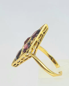 1950: Antique: 18ct Gold Bohemian Garnets Cocktail Ring- rare, beautiful find.