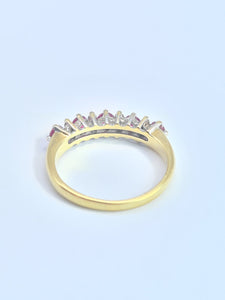 1990: Vintage: 18ct Gold Rubies Diamonds Half-Eternity/Stacker Ring- picture perfect