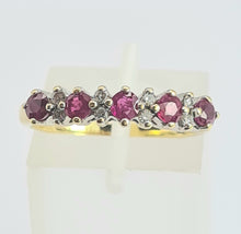 Load image into Gallery viewer, 1990: Vintage: 18ct Gold Rubies Diamonds Half-Eternity/Stacker Ring- picture perfect

