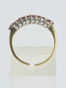 1990: Vintage: 18ct Gold Rubies Diamonds Half-Eternity/Stacker Ring- picture perfect