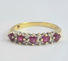 Load image into Gallery viewer, 1990: Vintage: 18ct Gold Rubies Diamonds Half-Eternity/Stacker Ring- picture perfect
