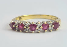 Load image into Gallery viewer, 1990: Vintage: 18ct Gold Rubies Diamonds Half-Eternity/Stacker Ring- picture perfect
