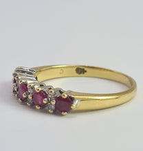 Load image into Gallery viewer, 1990: Vintage: 18ct Gold Rubies Diamonds Half-Eternity/Stacker Ring- picture perfect
