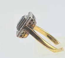 Cargar imagen en el visor de la galería, 2029: Vintage: 18ct Gold/Platinum Set Blue Sapphire 22 Diamonds Art Deco Style Panel Ring
